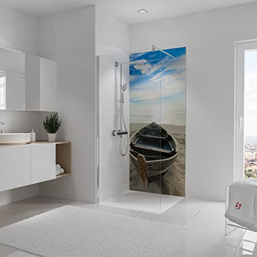 Schulte Deco-Design Foto Ruderboot am Strand, 210 x 90 cm, 3 mm Aluminium-Verbundplatte, Wandverkleidung als fugenfreier Fliesenersatz im Sale